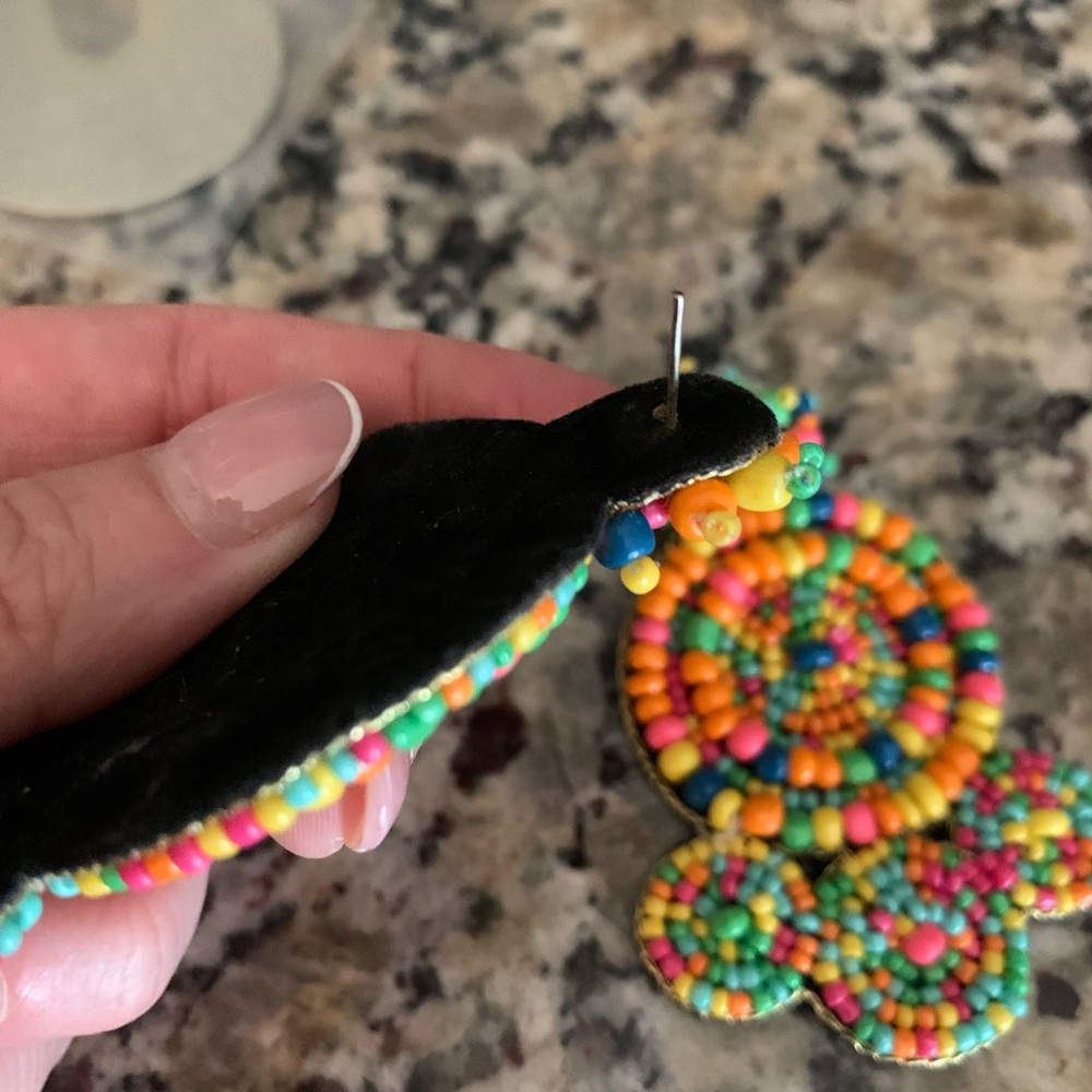 Statement Bead Multi Color Earrings - image 2